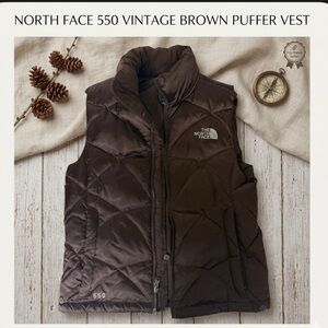 The North Face 550 Fill Down Nuptse Quilted Puffer Vest Women XS Brown Full Zip